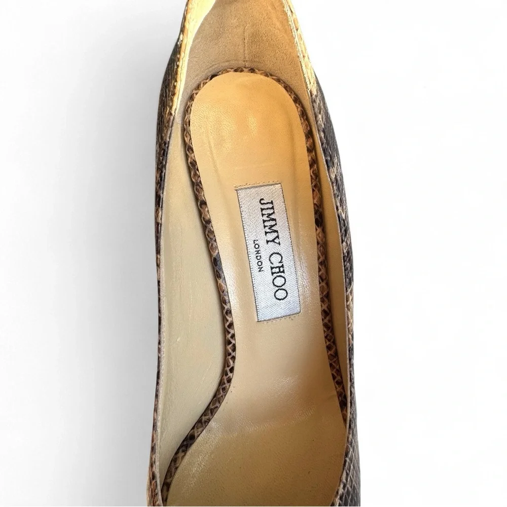Jimmy Choo Snake Print Leather Peep-Toe Pumps – EU 39.5 / US 9